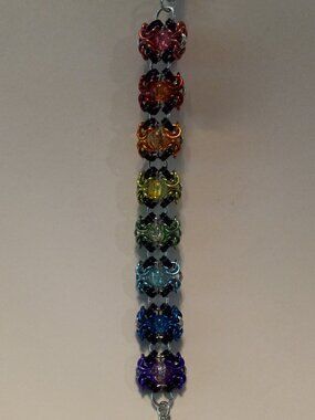 Rainbow Captured Byzantine chain mail bracelet